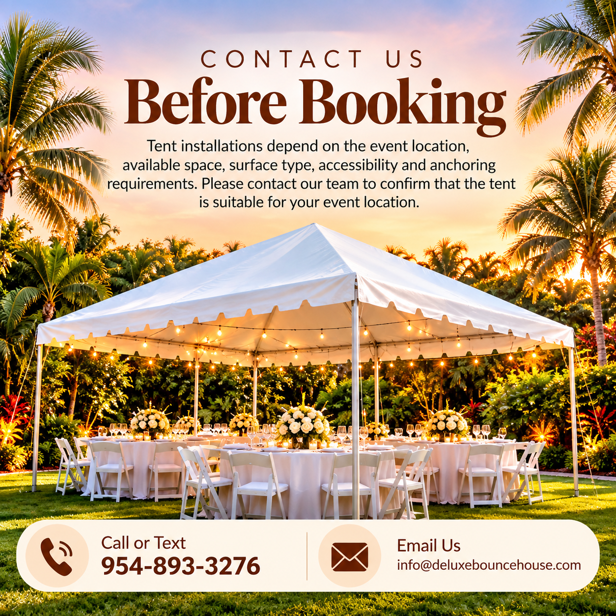 20' x 20' White Party Tent Rental