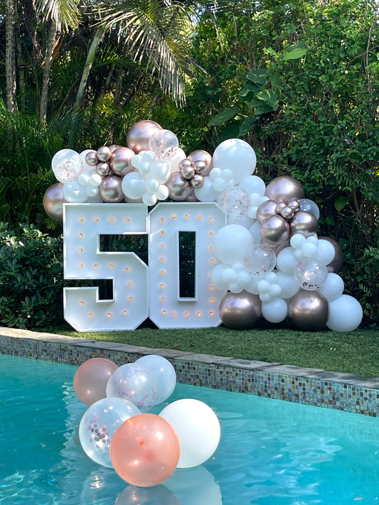 Two Marquee Letters or Numbers Rental with Balloons