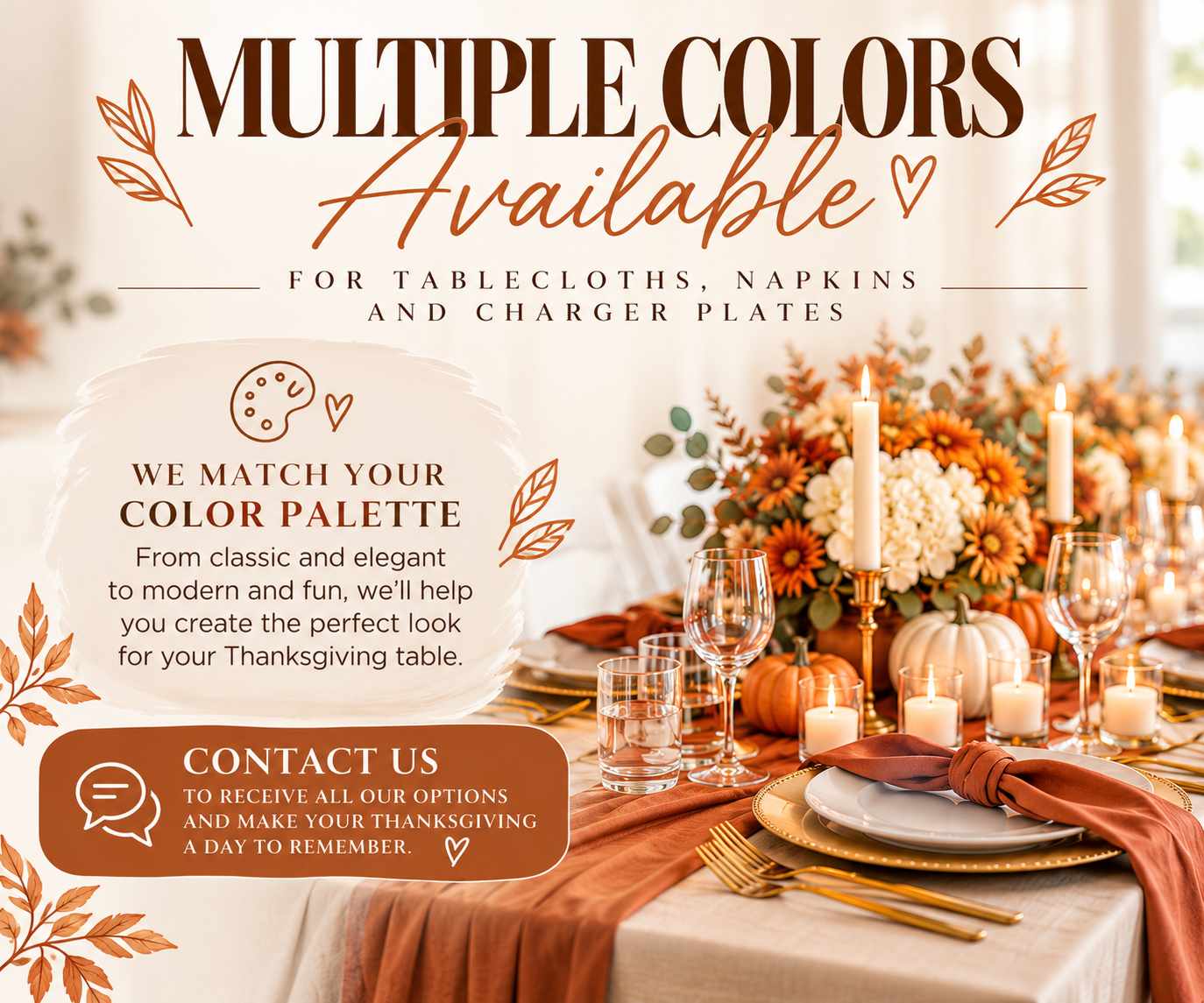 Thanksgiving Table & chairs Rental Package 🍂🦃