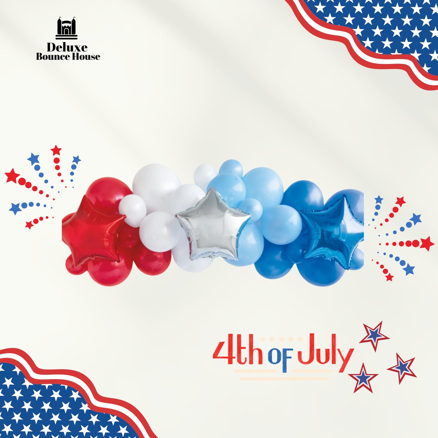 4th July - Stars - 4ft Balloons Garland (Grab & Go or Delivery)