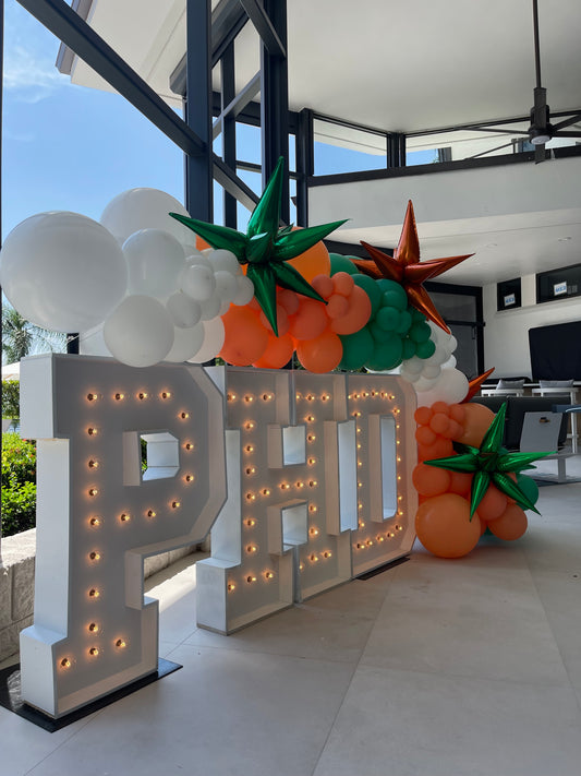 Three Marquee Letters or Numbers Rental with Balloons