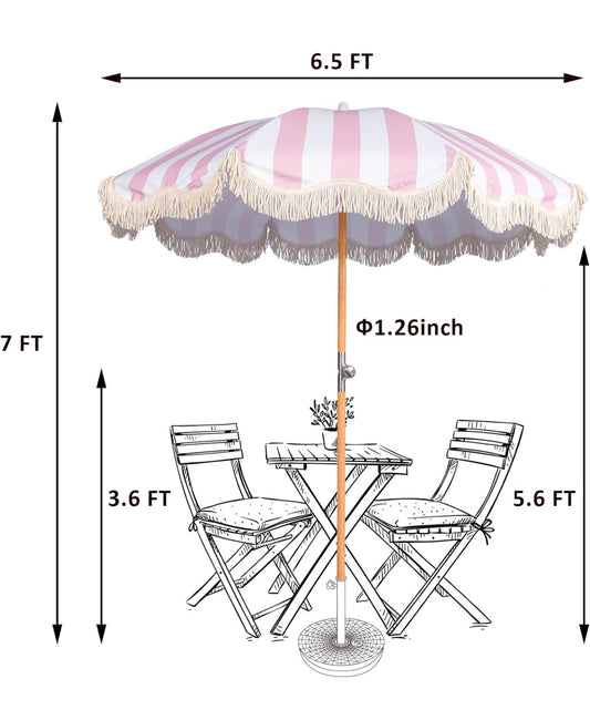 Pink & white umbrella - rental - add-on only