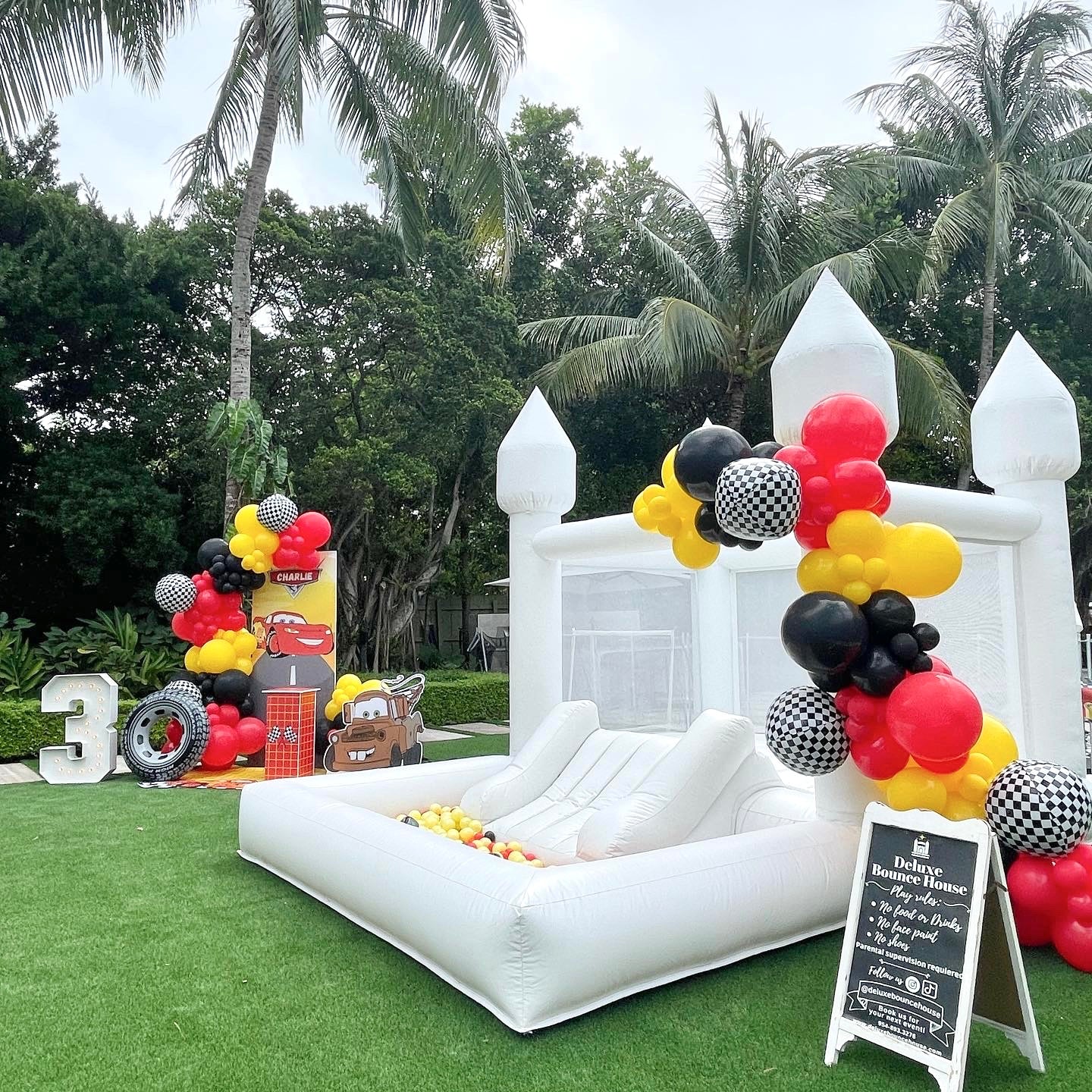 White Bounce House with Ball Pit attached | 10x13ft | For kids up to 10 years
