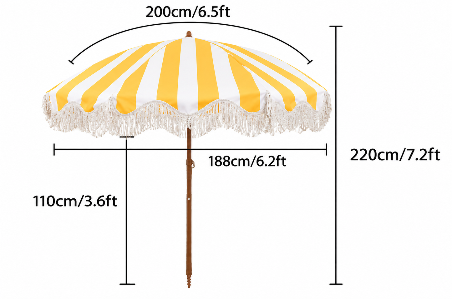 Yellow & white umbrella - rental