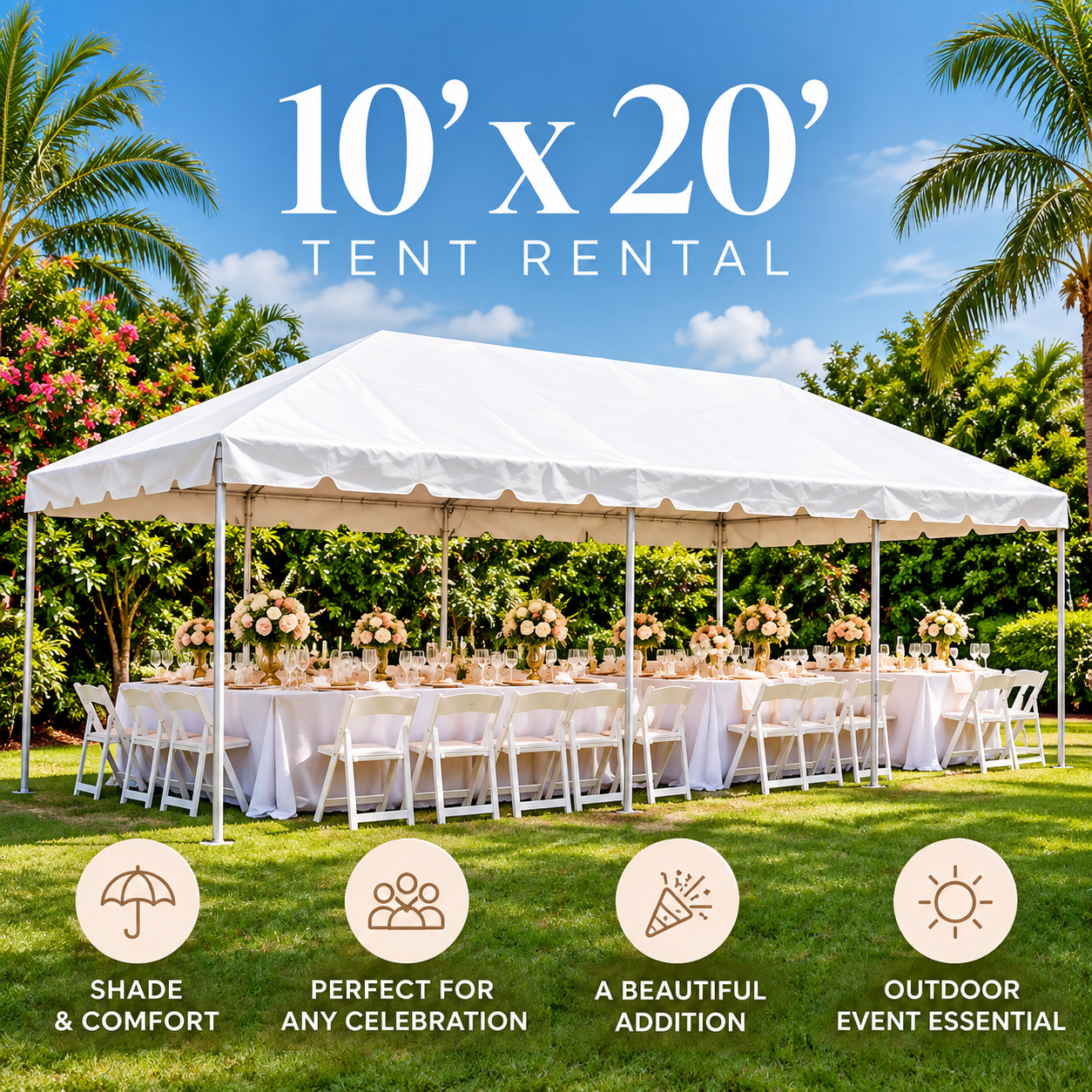 10' x 20' White Party Tent Rental