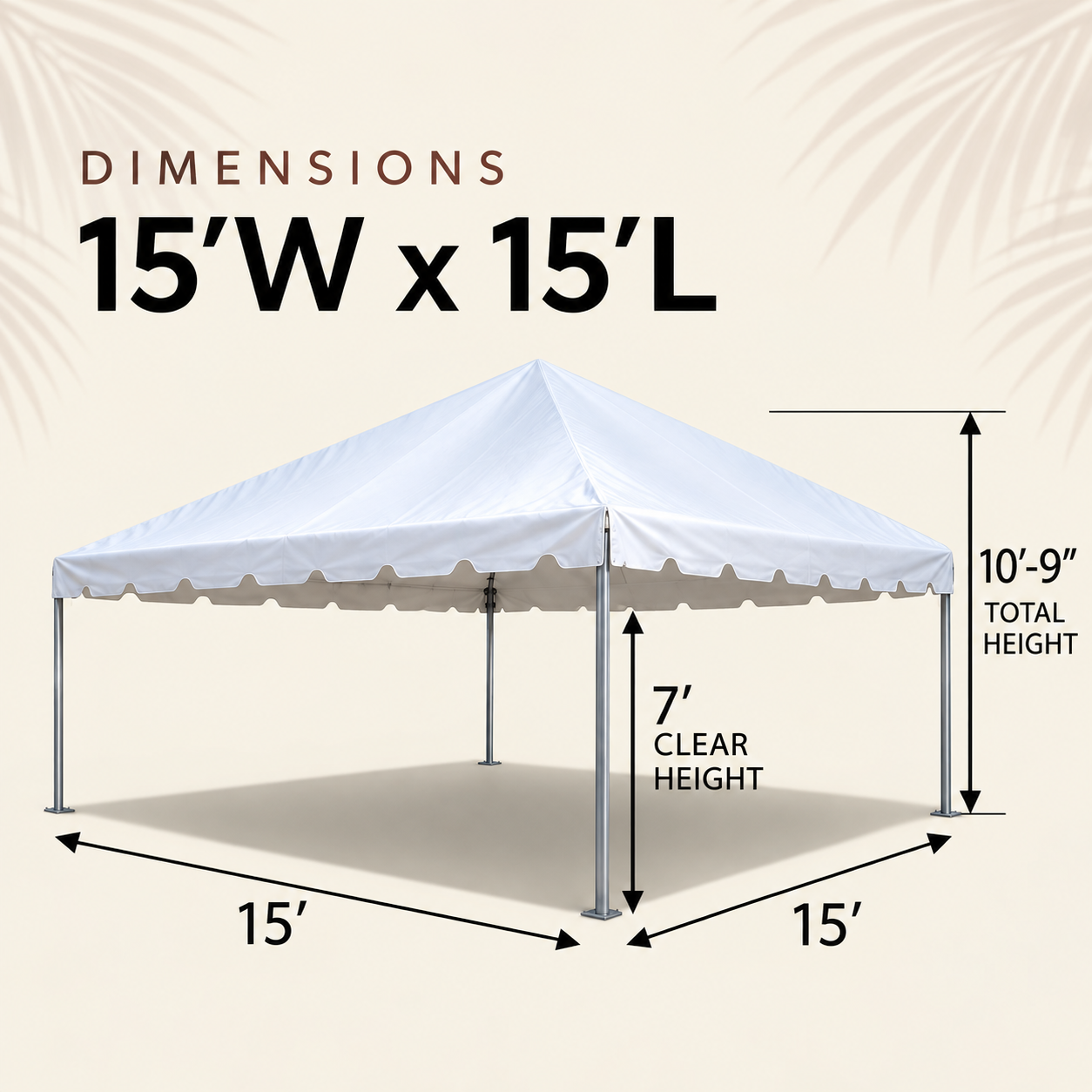 15' x 15' White Party Tent Rental