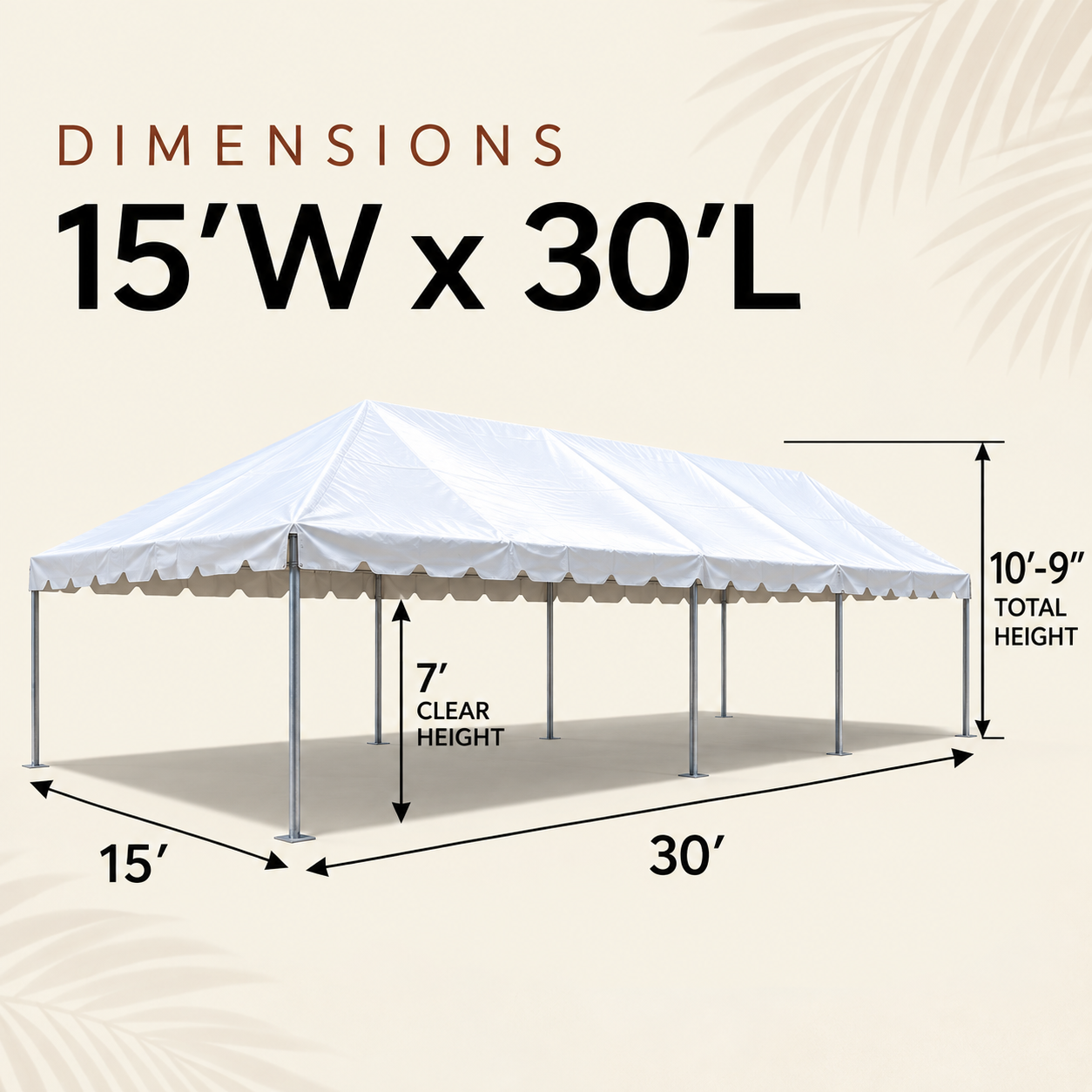 15' x 30' White Party Tent Rental