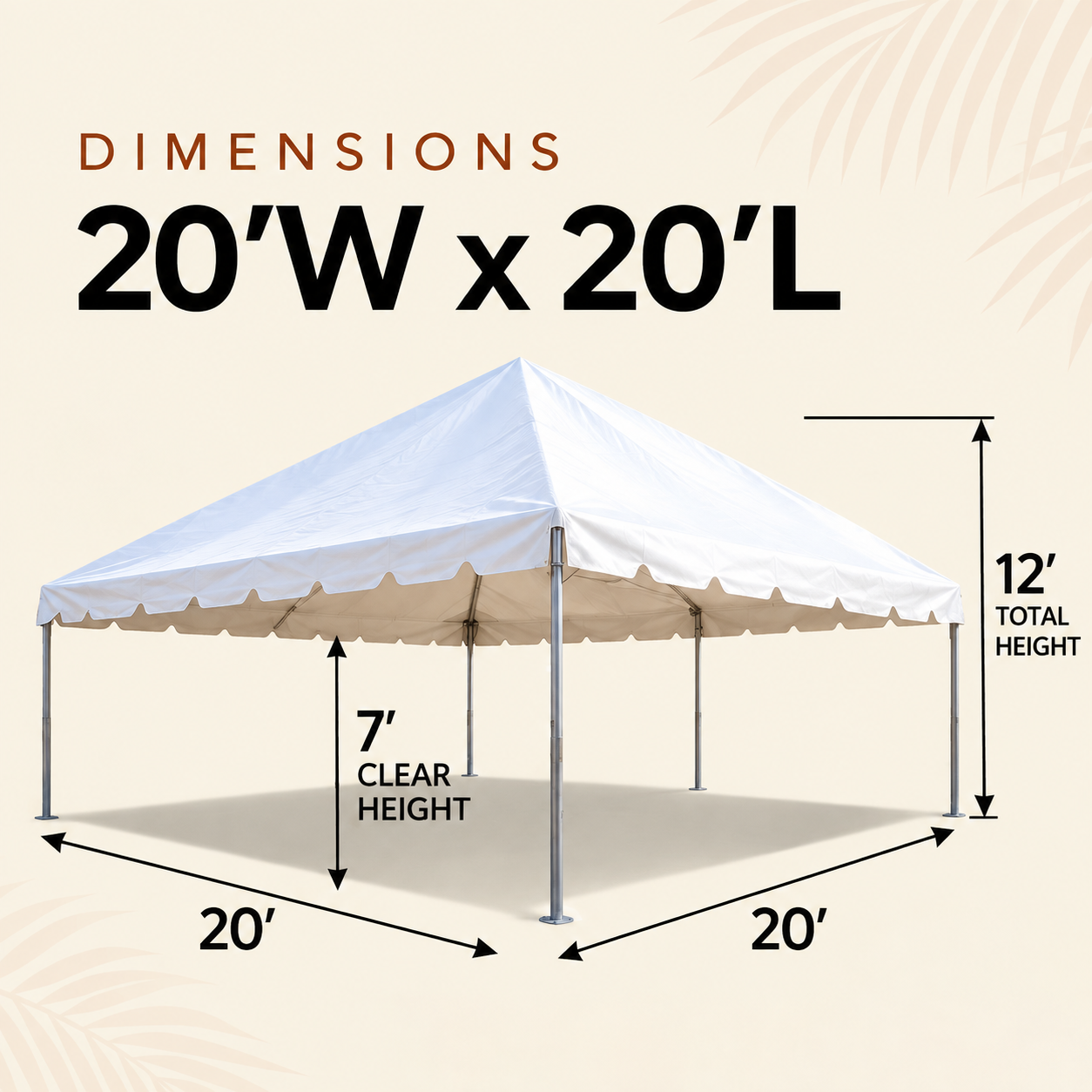 20' x 20' White Party Tent Rental