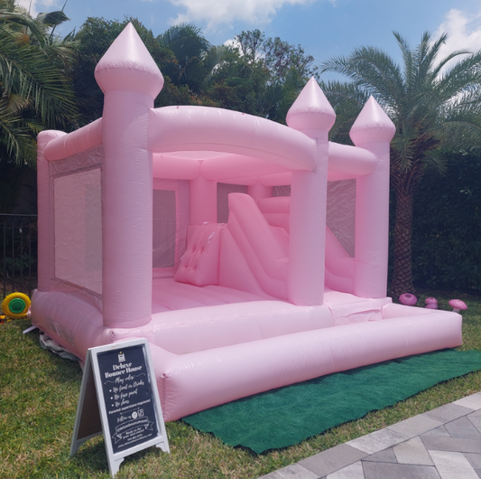 3&1 Pink Bounce House with Slide and Ball Pit | 14x14ft | All ages