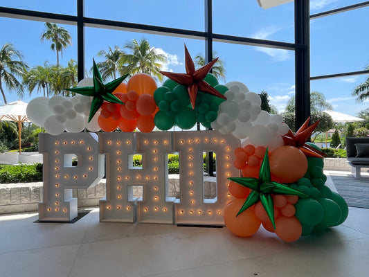 Three Marquee Letters or Numbers Rental with Balloons