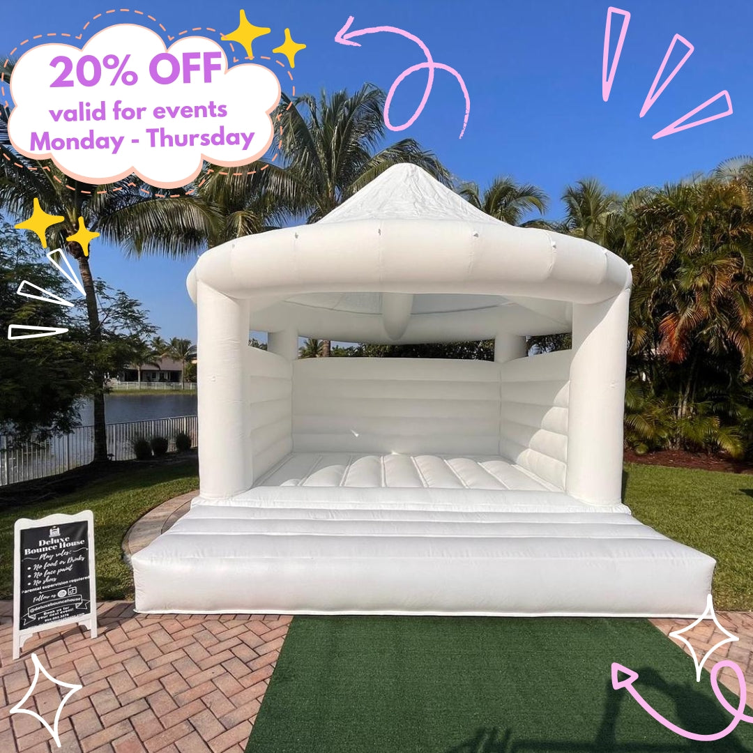 WEEKDAY PROMO (MOND-THURS) | White Bounce House with Roof | 13x13ft | All ages