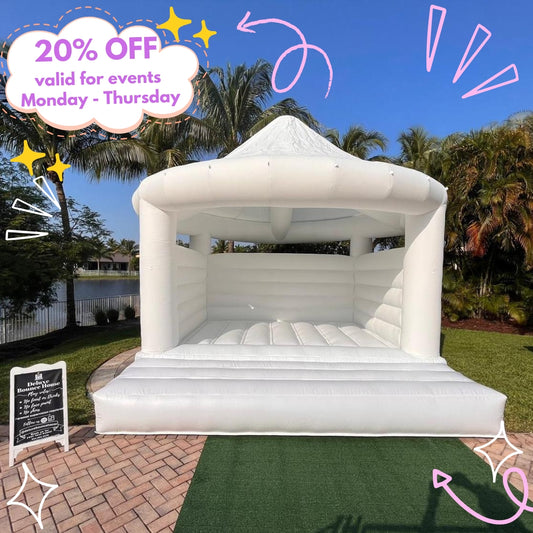 WEEKDAY PROMO (MOND-THURS) | White Bounce House with Roof | 13x13ft | All ages