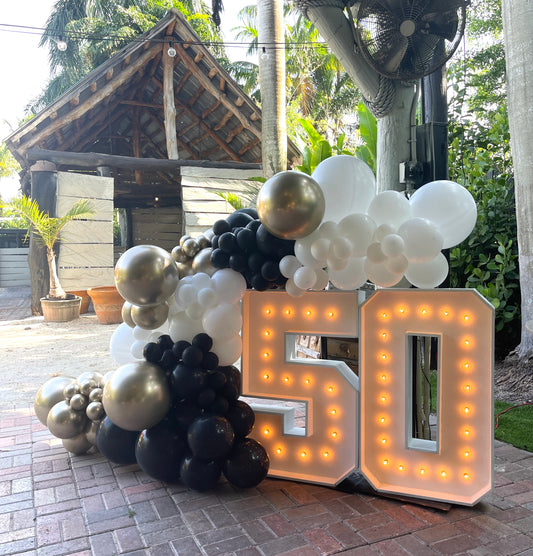Two Marquee Letters or Numbers Rental with Balloons