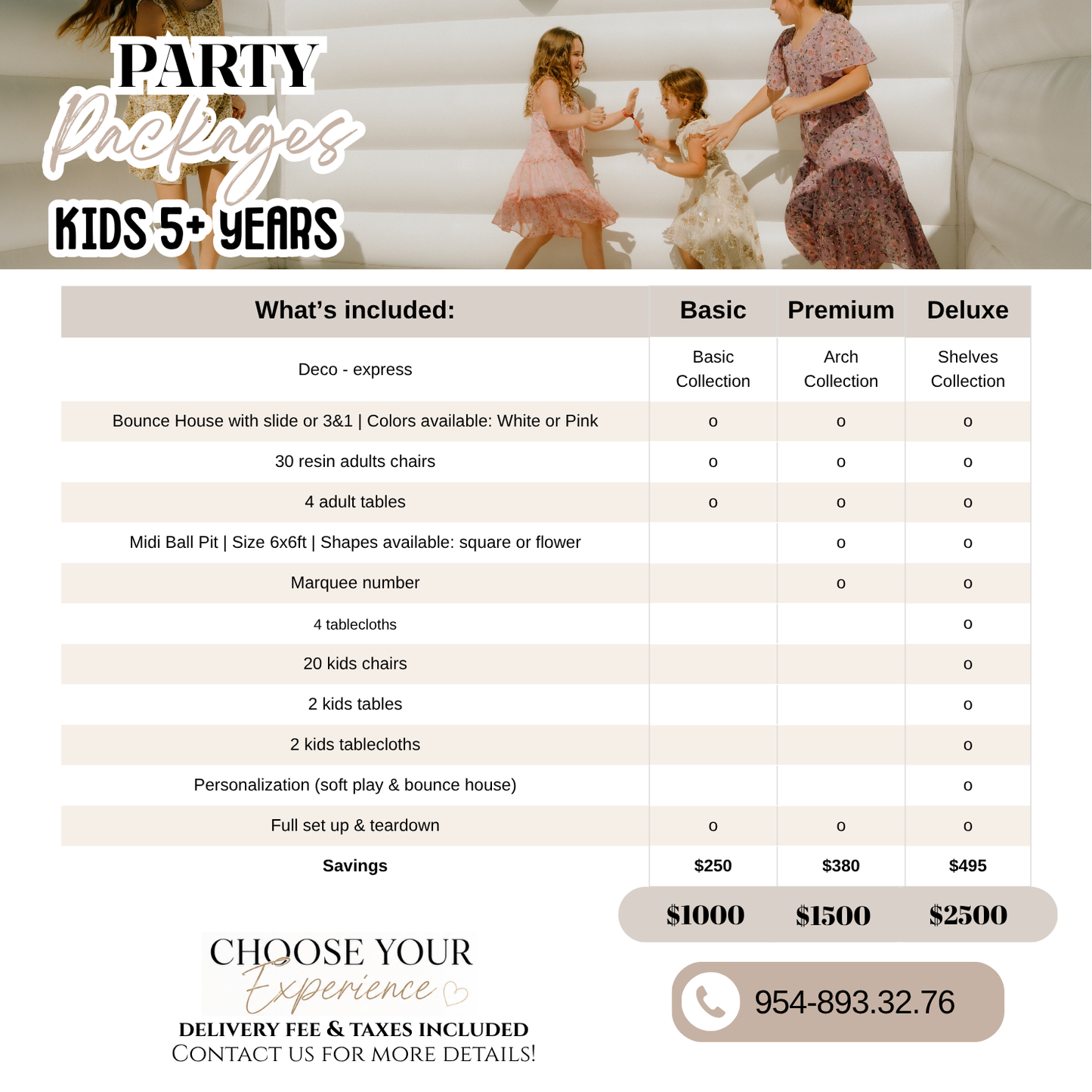 Party Packages - Kids 5+ years