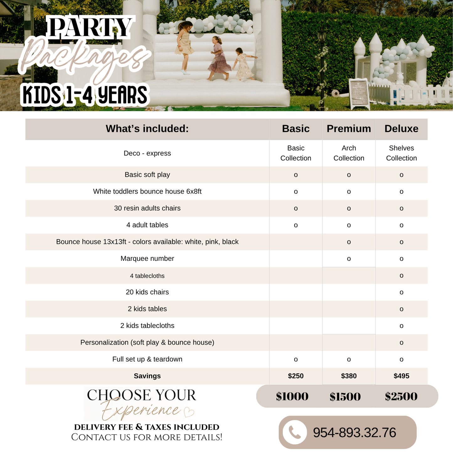 Party Packages - Kids 1-4 year!