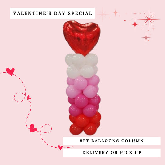Valentine's Day - Balloons Column | Size 8ft (Grab & Go or Delivery)