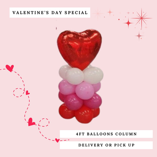 Valentine's Day - Balloons Column | Size 4ft (Grab & Go or Delivery)